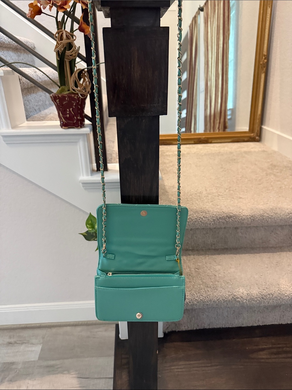 bebe Teal Chain Strap Crossbody Bag